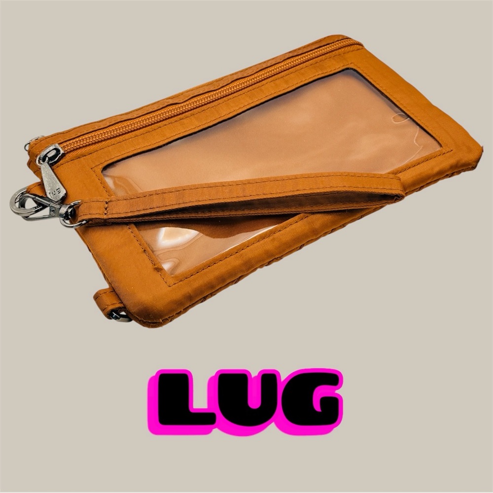 lug Clear Window Cell Phone Case Wristlet in Burnt-Orange RFID technology Bag